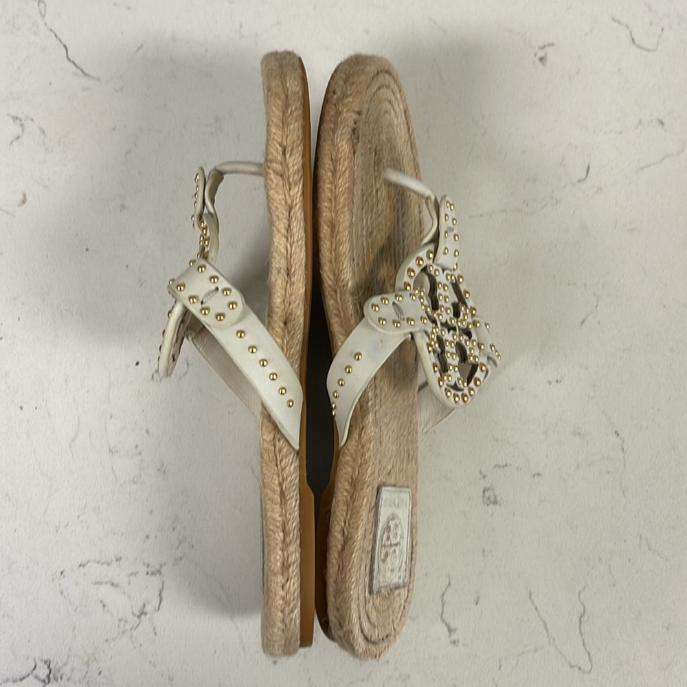 34# Tory Burch White and Gold Sandals - Picture 14 of 15